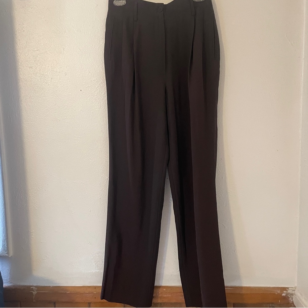 Peserico Italy Chocolate Brown Pleated Trousers IT 44 Cotton Rayon